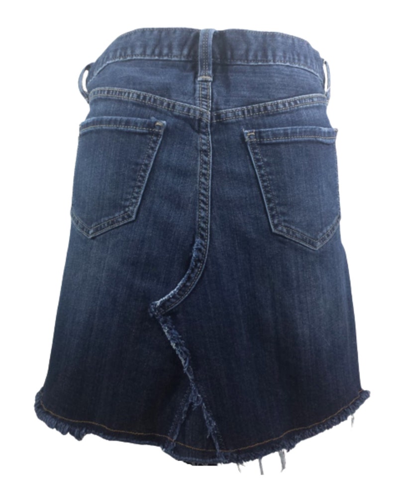 Women's Size 4 Jean Skirt Distressed Denim Jean Skirt Frayed Hem Button Fly Skirt Unique Skirt From Boyfriend Jeans Free Shipping image 2