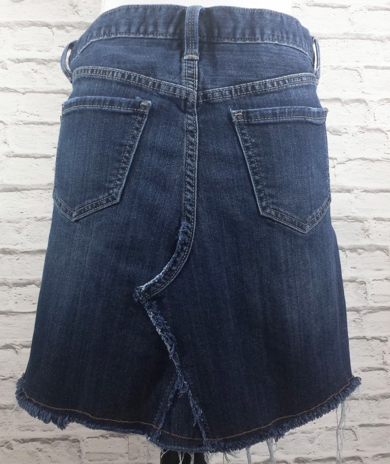 Women's Size 4 Jean Skirt Distressed Denim Jean Skirt Frayed Hem Button Fly Skirt Unique Skirt From Boyfriend Jeans Free Shipping image 7