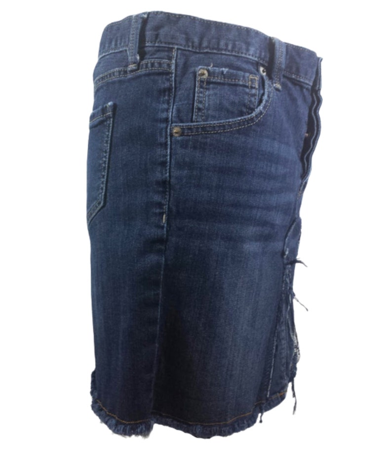 Women's Size 4 Jean Skirt Distressed Denim Jean Skirt Frayed Hem Button Fly Skirt Unique Skirt From Boyfriend Jeans Free Shipping image 3