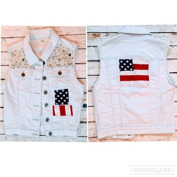 white jean vest