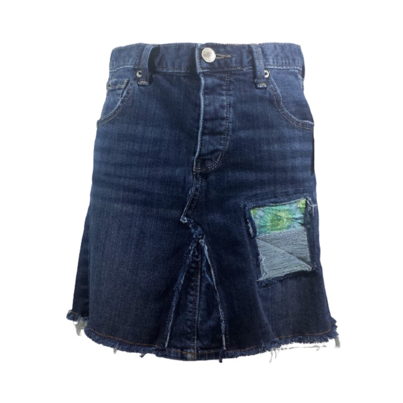 Women's Size 4 Jean Skirt Distressed Denim Jean Skirt Frayed Hem Button Fly Skirt Unique Skirt From Boyfriend Jeans Free Shipping image 1