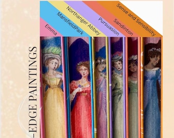 Jane Austen Book Set: Hand-Painted Fore-Edge Art, Hardcover Classics