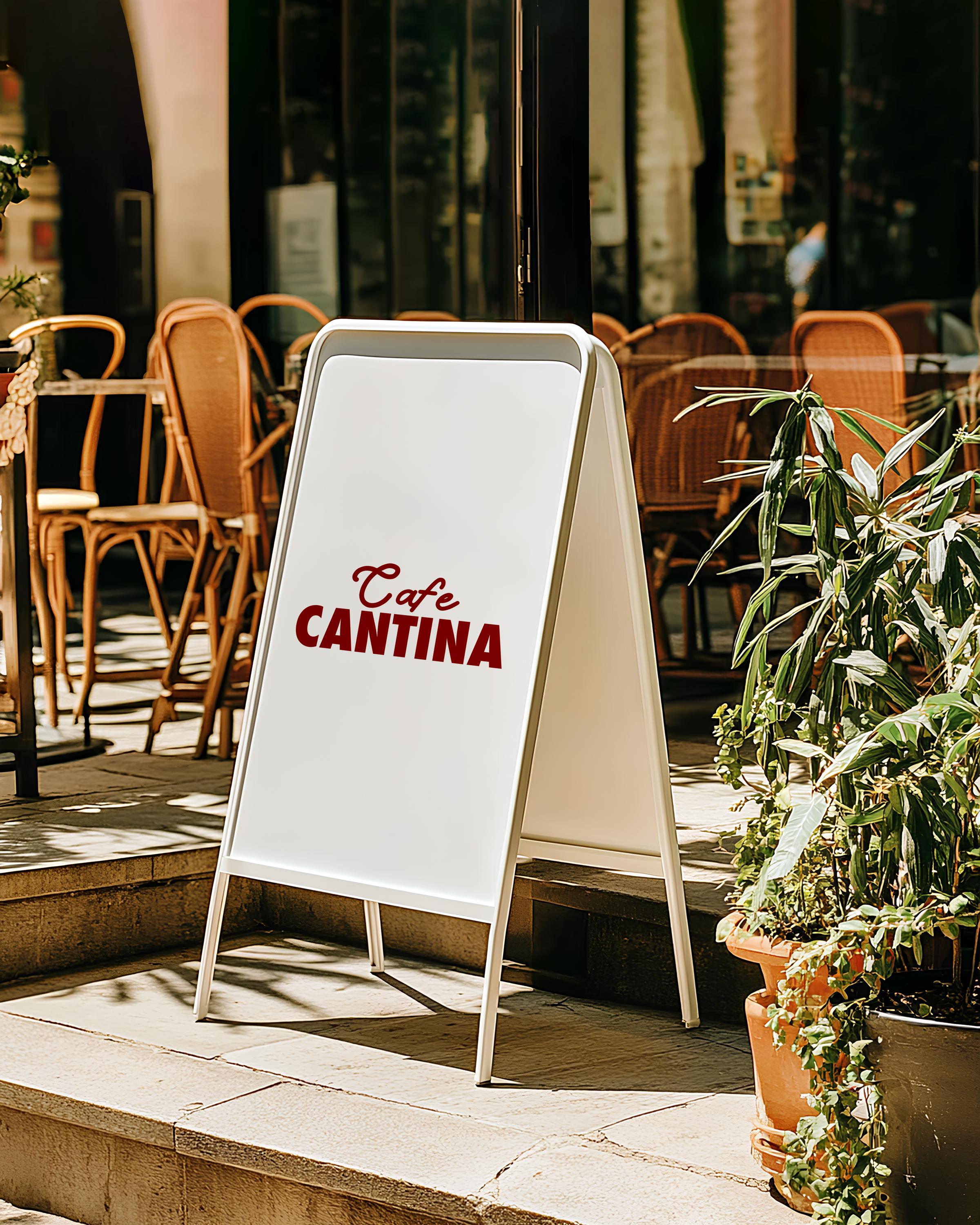 Outdoor Sign Mockup, Logo Sign Mockup, Cafe Mockup, Logo Aesthetic — free download