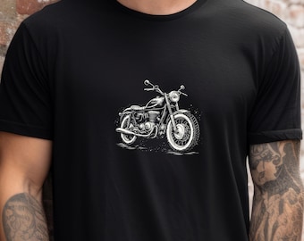 Maglietta grafica da motociclista - Maglietta da motociclista unisex B&W Trail, in morbido cotone, leggera - Regalo perfetto per motociclisti e appassionati di moto