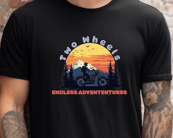 Grafisch motor-T-shirt Endless Adventures - uniseks biker-T-shirt, zacht katoen lichtgewicht - perfect cadeau voor rijders en motorliefhebbers