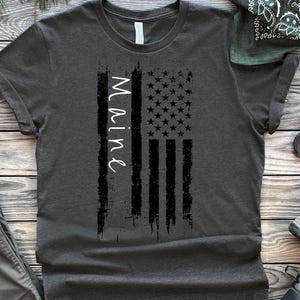Maine American Flag T-Shirt - Distressed Graphic Tee, Unisex Fit - Custom State Pride Shirt