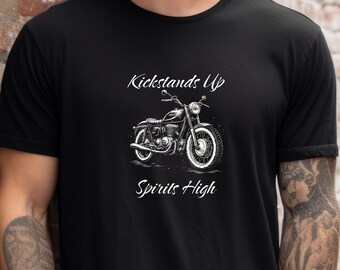 Maglietta grafica da motociclista - Kickstands UP - Maglietta da motociclista unisex, morbido cotone, leggera - Regalo perfetto per motociclisti e appassionati di moto