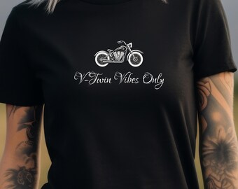 Maglietta grafica da motociclista - V-Twin Vibes - Maglietta da motociclista unisex, morbido cotone, leggera - Regalo perfetto per motociclisti e appassionati di moto
