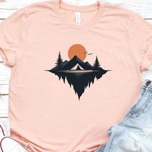 Simple Lake & Mountains Camp Shirt, Travel and Adventure Shirt, Hiking Shirt, Camping Shirt, Desert Shirt, Explore Shirt, Mountain Shirt