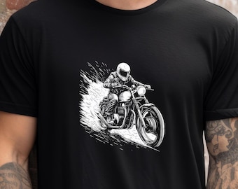 Camiseta con gráfico de motocicleta, camiseta unisex retro en blanco y negro, de algodón suave y ligera, regalo perfecto para motociclistas y entusiastas de las motocicletas