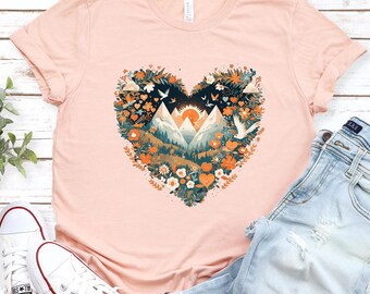 Outdoorshirt - Adventure Heart - shirt voor reizen en avontuur, wandelshirt, campingshirt, woestijnshirt, Explore-shirt, bergshirt