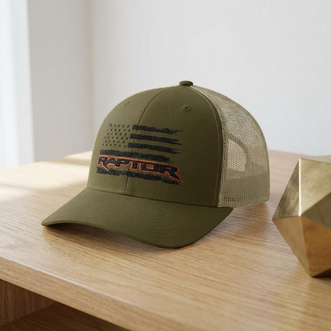 Gen 1 Raptor Hat Raptor Flag Trucker Hat Black With Orange Border - Etsy