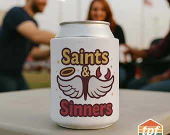 Secret Lives of Mormon Wives "Saints & Sinners" Can Cooler - Hymn Meets Reality TV Statement Sleeve, Bold Pop Culture, SDRA-00030-WH
