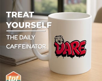 Vintage Style "D.A.R.E." Graffiti Coffee Mug, Ceramic Mug for Coffee and Tea Lovers,  90s Nostalgia Unique Gift, MUG-SDRA-00032-WH