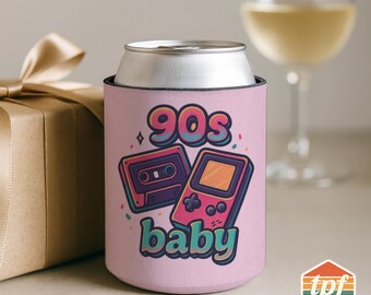 Vintage "90s Baby" Can Cooler, Retro Style 12oz Can Drink Sleeve Beverage Holder, Nostalgic Gift, KOO-SDRA-00019-LPK