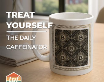Mug à café art Bitcoin, Mug en céramique élégant, Mug déco de bureau, Mug luxueux style Wall Street, Cadeau pour amateur de crypto-monnaie, MUG-SDRA-00066-WH