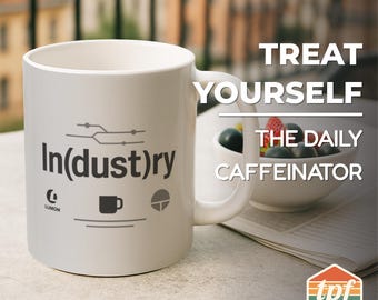 Tasse à café « In(dust)try » inspirée des indemnités de départ, tasse de bureau Dystopia d'entreprise minimaliste, cadeau Lumon Industries, cadeau de fan, SDRA-00064-WH