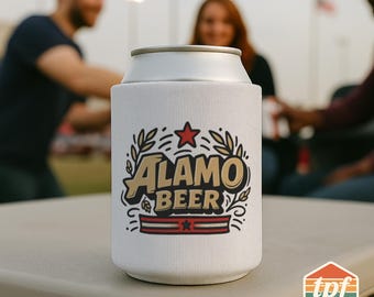 King of The Hill "Alamo" Inspired Can Cooler, Pop Culture Beer Cozy, Drink Sleeve, Cartoon Gift for Beer Lovers, KOO-SDRA-0033-WH