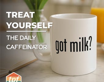 Vintage Style "Got Milk?" Coffee Mug, Ceramic Mug for Coffee and Tea Lovers,  90s Nostalgia Unique Gift, MUG-SDRA-00033-WH