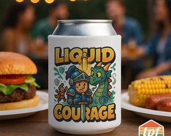 Liquid Courage Can Cooler, Funny Drinking Beer Huggie, Courageous Party Gift, Gamer Friends, GME-00005-WH