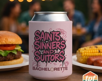 Bachelorette Inspired "Saints, Sinners, & Suitors" Can Cooler, Bold Pop Culture Drink Sleeve, Reality Show, KOO-SDRA-00037-LPL