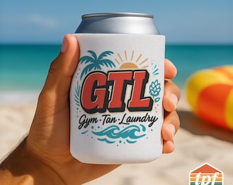 Jersey Shore "G.T.L." Can Cooler, Drink Sleeve, Gym Tan Laundry Beer Holder, Reality Show, KOO-SDRA-00039-WH