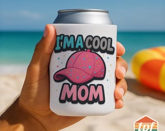 Mean Girls "I'm a Cool Mom" Can Cooler, Statement Drink Sleeve, Bold Pop Culture Inspired Drink Holder, Gift for Mom, SDRA-00007-WH