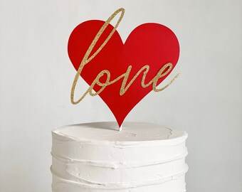Heart Cake Topper, Sweetheart Cake topper, Valentine’s Day Love Cake Topper, Wedding Cake Topper