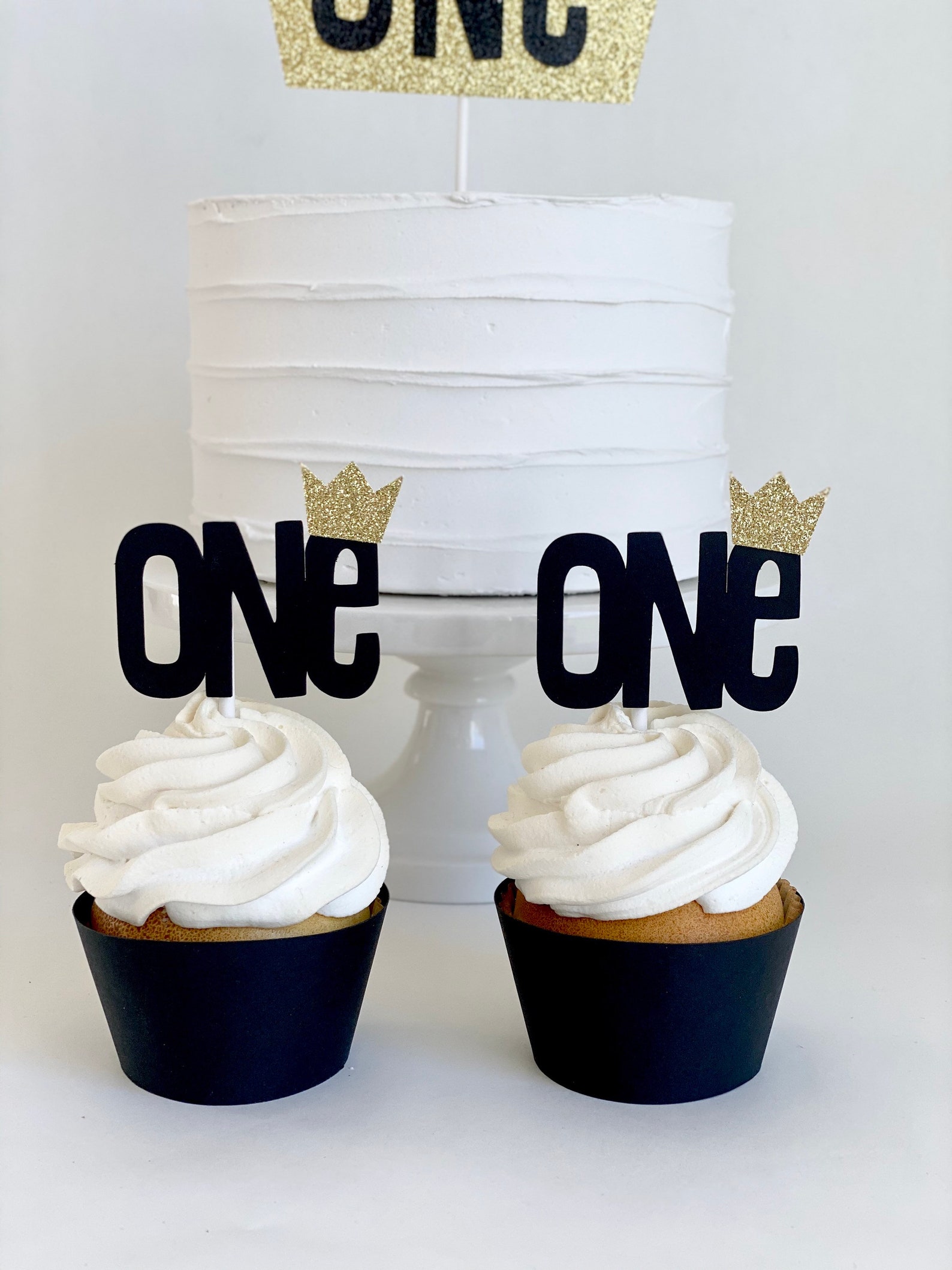 One Cupcake Toppers With Gold Crown for First Birthday, Wild One ...