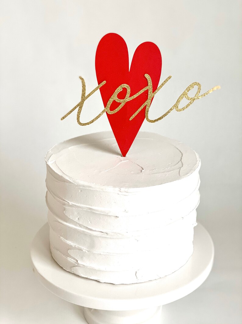 Heart Cake Topper Valentines Day XOXO Cake Topper Etsy