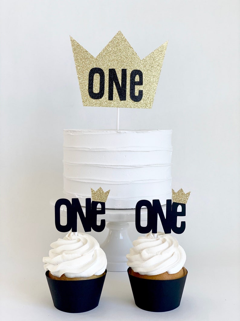 One Cupcake Toppers With Gold Crown for First Birthday, Wild One ...