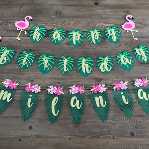 Tropical Birthday Banner, Happy Birthday, Tropical Party Decor ...