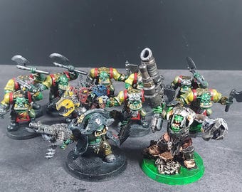 Miniaturas pintadas para juegos de guerra de mesa: Orcos Espaciales