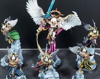 Painted model for tabletop wargames: Living Saint + Guard