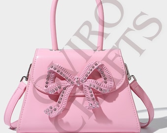 Strass Bogen Handtasche, Girly Top Griff Tasche, Party Abend Handtasche