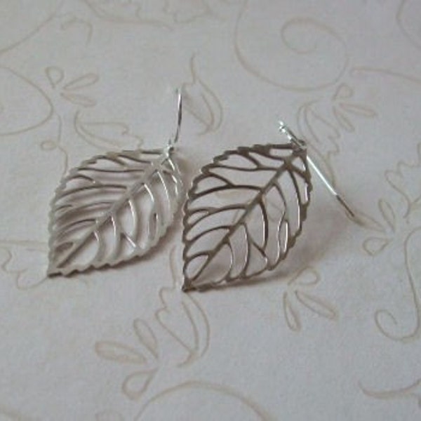 Winter Silver Leaf Earrings