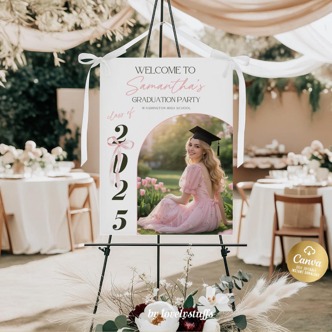Modern Graduation Sign Template, Photo Display (editable