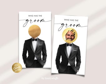 ¿Quién tiene al novio? Juego editable para despedida de soltera, juego de rascar "Encuentra al novio", juego de fiesta imprimible, ¿Quién tiene al novio?, Canva.