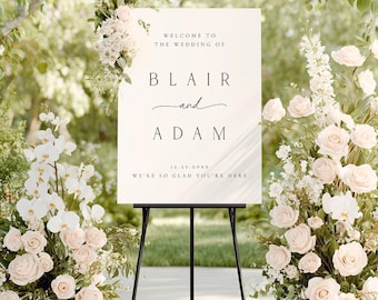 Minimalist Wedding Welcome Sign Template, Elegant Printable Poster (Canva)