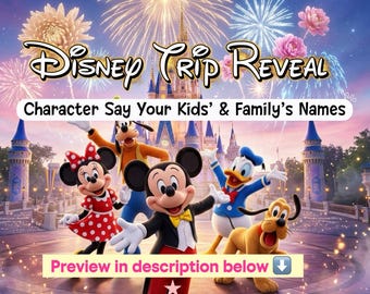 Vidéo personnalisée pour annoncer un voyage à Disney | Mickey prononce le nom de votre enfant | Surprise personnalisée dans les parcs Disney