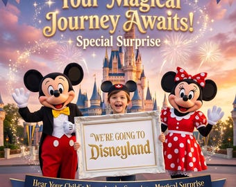 Vidéo de révélation de voyage surprise personnalisée, message personnalisé de Mickey et Minnie, révélation de voyage standard, surprise familiale magique