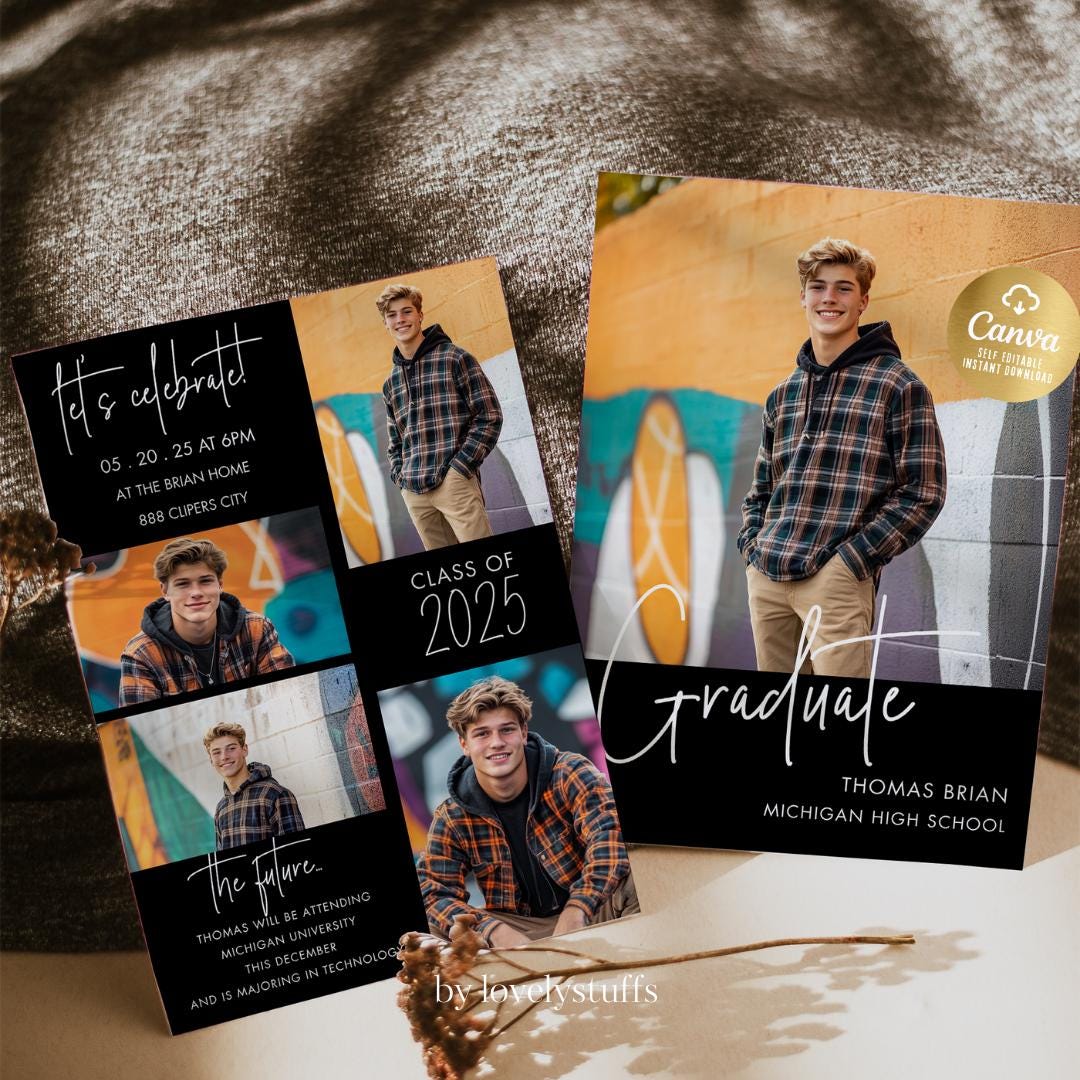 Modern Graduation Invitation Template, Senior Party Announcement ...