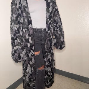 Unisex Chunky Knit Duster Jacket with Hood
