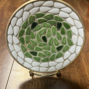 Green and White MCM Mosaic Trinket Dish