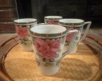 Vintage NIPPON Hand-painted Floral Porcelain Vase W/ Handles 11.5