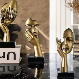 Resin Abstract Mask Statues | European Miniature Figurines for Home & Office Decor
