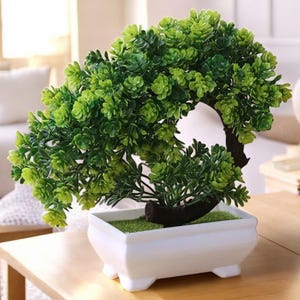 Artificial Bonsai Plant | Small Zen Tree in Pot for Elegant Home & Office Decor