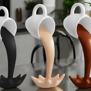 Floating Spilling Coffee Cup Sculpture | Creative Kitchen & Home Decoration