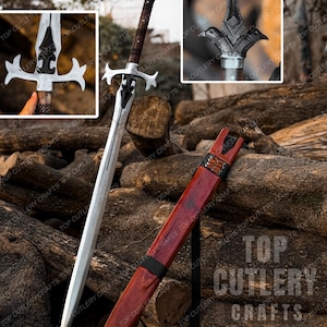 Master Sword Knife – Handmade Carbon Steel Blade | Rosewood Handle | Full Tang Survival Hunting Sword | Ready to Use