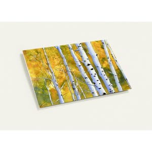 Lot de 10 cartes de voeux en soie brillante couchée - Enveloppes premium - Impression d'une aquarelle originale par RPTomas-Colorado Trembles dorés en automne